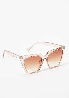 Brown Clear Frame Cat Eye Sunglasses