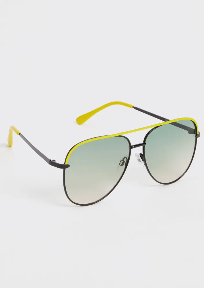 Rue21 Neon Yellow Aviator Sunglasses