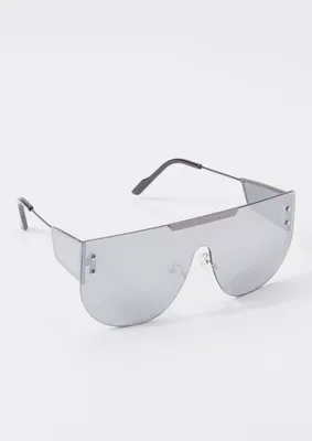 Silver Side Detail Shield Sunglasses