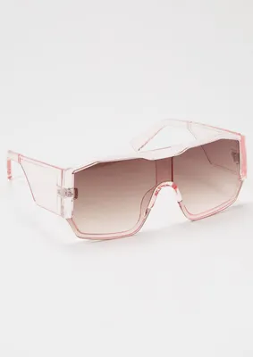 Pink Square Lens Shield Sunglasses