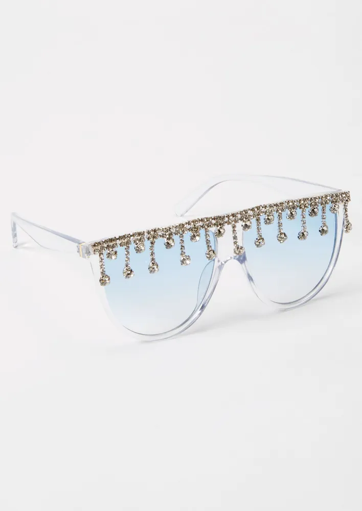 Rue21 Blue Crystal Statement Sunglasses | Hamilton Place