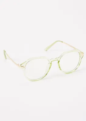 Lime Clear Round Blue Light Glasses