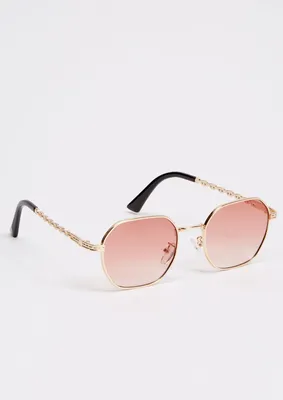 Blush Braided Round Sunglasses
