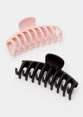 2-Pack Pink Black Claw Clip Set