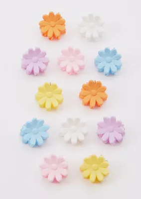 12-Pack Multi Color Daisy Mini Hair Clip Set