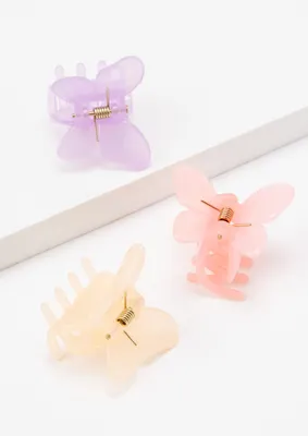 3-Pack Pastel Butterfly Claw Clip Set