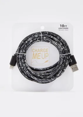 10-Foot Black Paisley Lightning To USB Cable