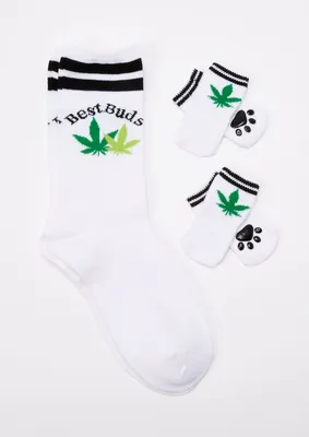 Best Buds Weed Print Matching Pet Sock Set