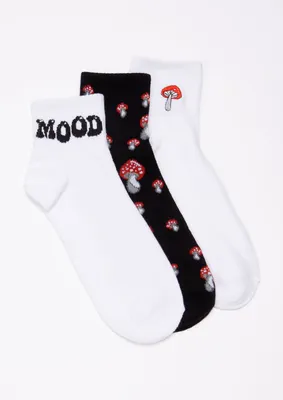 3-Pack Mushroom Mood Ankle Crew Socks