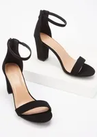 Black Classic Block Heel Sandals