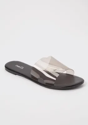 Clear Black Cutout Slide Sandals