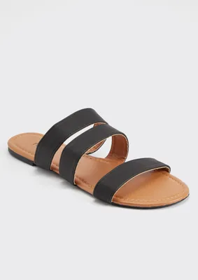 Black Triple Band Slide Sandals