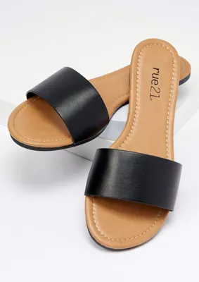 Black Single Band Slide Sandals