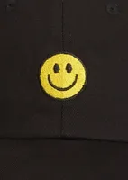 Black Smiley Embroidered Dad Hat