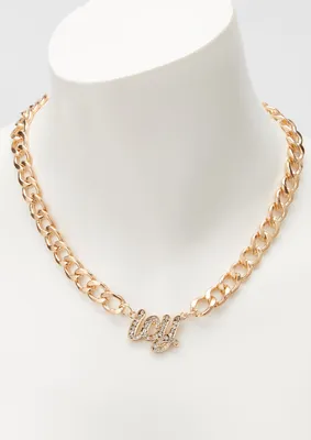 Gold Icy Rhinestone Chain Necklace