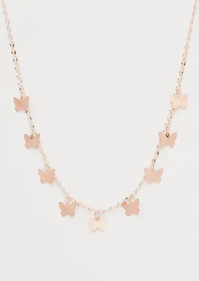 Rose Gold Butterfly Shakey Chain Necklace