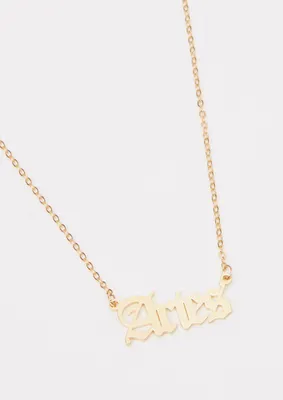 Gold Aries Charm Necklace