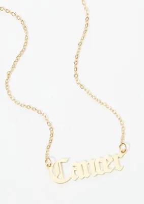 Gold Cancer Scripted Necklace
