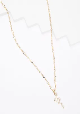 Gold Pave Snake Pendant Necklace