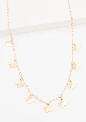 Gold Butterfly Shakey Chain Necklace