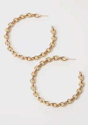 Gold Braided Chain Hoop Earrings