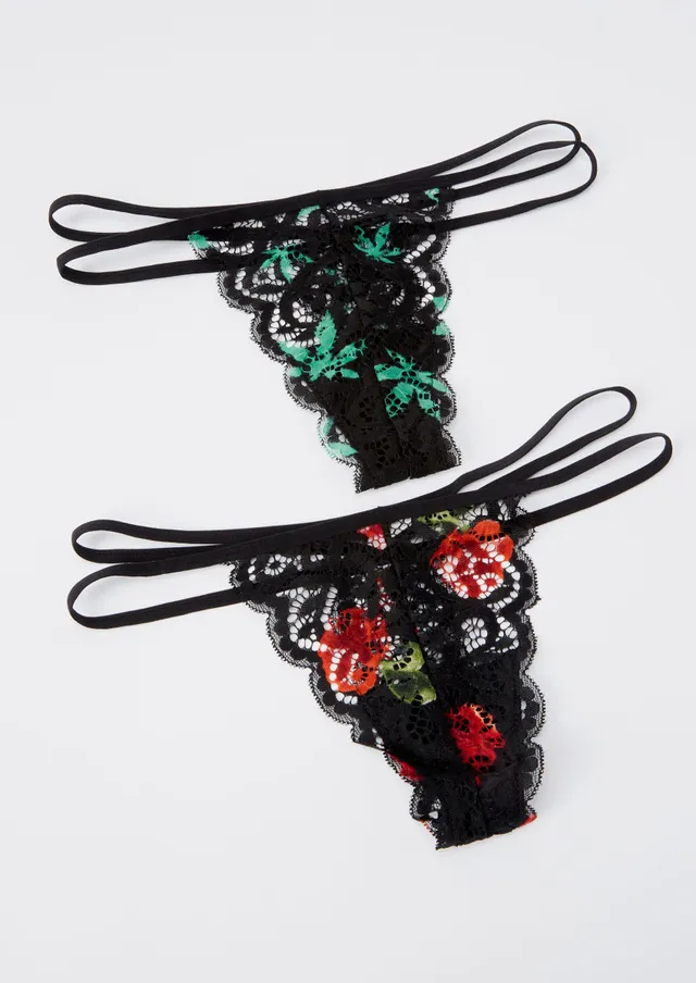 Rue21 3-Pack Must Have Solid Strappy Lace Thongs