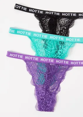 3-Pack Hottie Elastic Waist Lace Thong Set