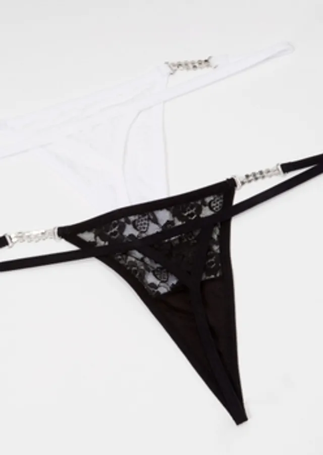 Rue21 2-Pack Black Lace Heart Thong Set