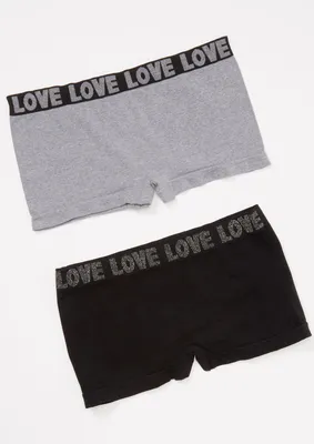 2-Pack Solid Love Seamless Boy Shorts