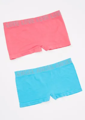 2-Pack Pastel Pink Blue Angel Seamless Boy Shorts