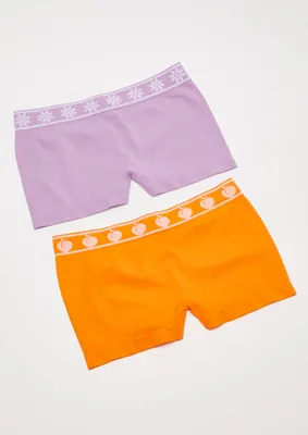 2-Pack Lavender Orange Floral Peach Seamless Boy Shorts