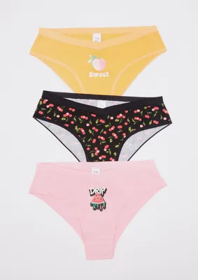 Rue21 3-Pack Strappy Fruit Print Thong Set