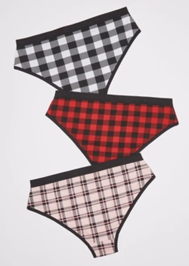 Rue21 3-Pack Buffalo Plaid Cross Front Bikini Undies