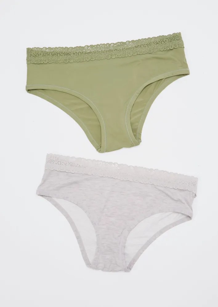 4 Pack  Essentials Women's Cotton and Lace Bikini Underwear