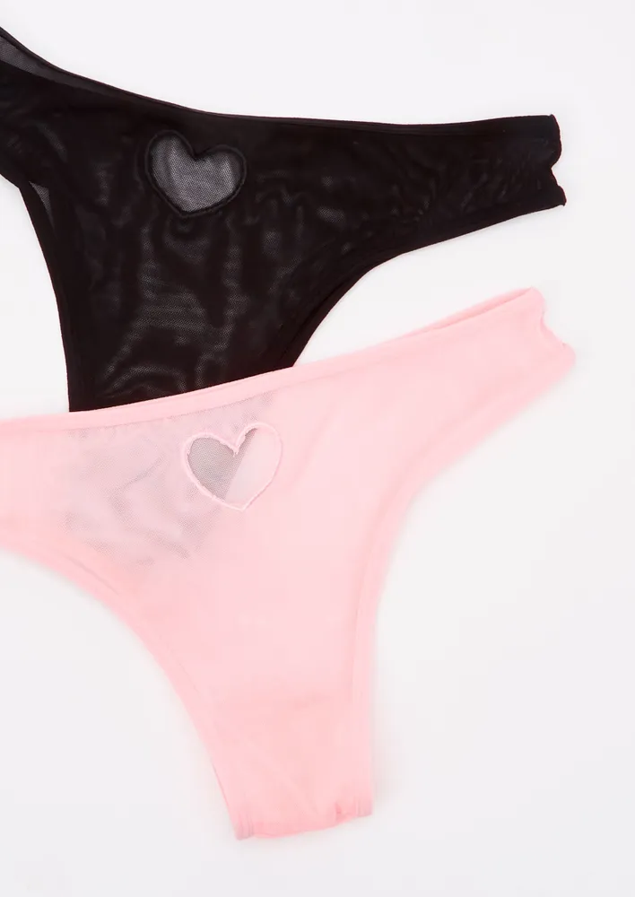 Rue21 2-Pack Lace Heart Detail Thong Set