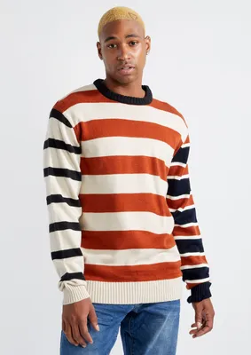 Multi Striped Crew Neck Sweater