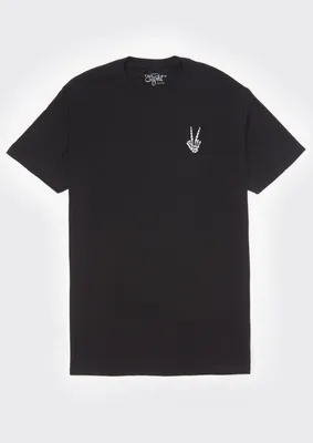 Skeleton Peace Sign Embroidered Tee