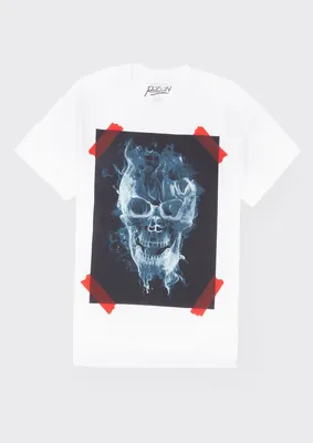 Taped Flaming Skull Graphic Tee