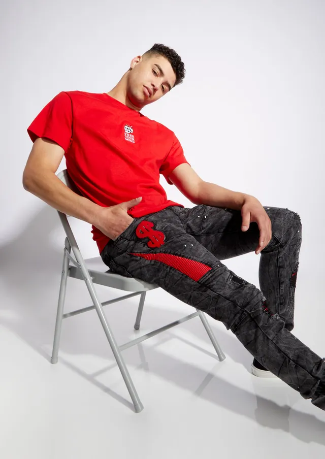 PREME Red Moto Skinny Stretch Jean - Men's Jeans in Red