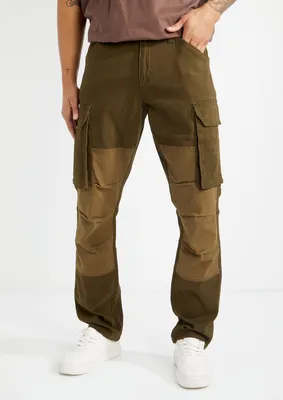 Olive Colorblock Cargo Pants