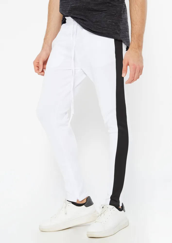 Rue21 White And Black Side Striped Track Pants