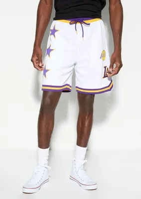 White Lakers Star Graphic Mesh Shorts