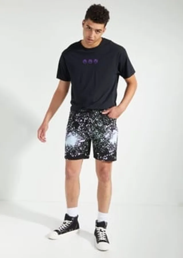 AMP Star Print Black Mesh Shorts