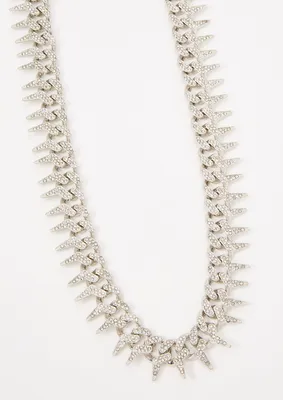 Silver Pave Panther Chain Necklace
