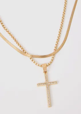 Gold Layered Cross Pendant Necklace