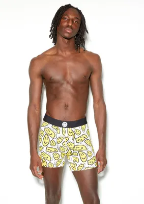 Yellow Faded Smiley Print Boxer Briefs