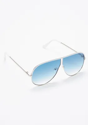 Blue Lens Aviator Sunglasses