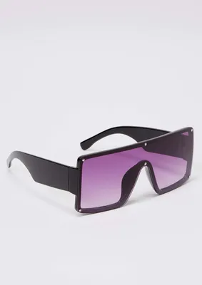 Purple Oversized Shield Sunglasses
