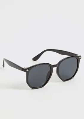 Black Rounded Square Frame Sunglasses