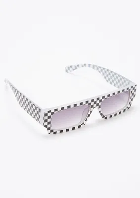 Checkered Rectangle Lens Sunglasses